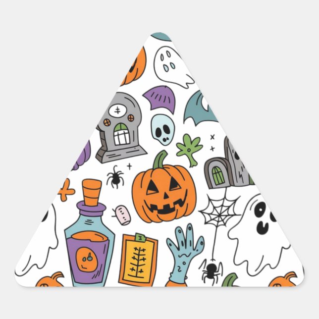 Halloween-Muster Dreieckiger Aufkleber (Vorderseite)