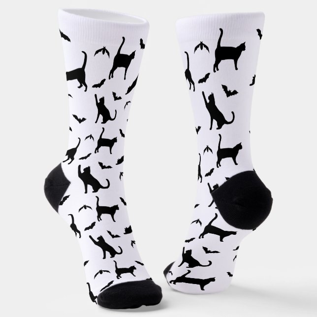 Halloween-Muster für schwarze und weiße Katzen und Socken (Gewinkelt)