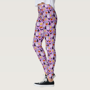 Halloween-Muster Geister Fledermäuse Kürbisse Eule Leggings