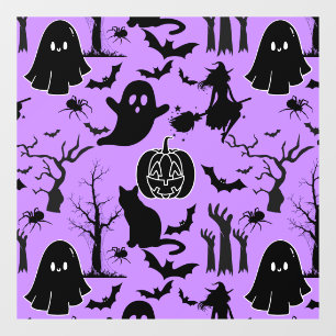 Halloween-Muster. Geruchlich und niedlich.b L Lila Fensteraufkleber