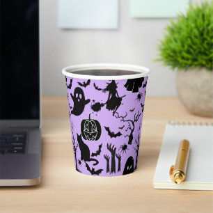 Halloween-Muster. Geruchlich und niedlich.b L Lila Pappbecher