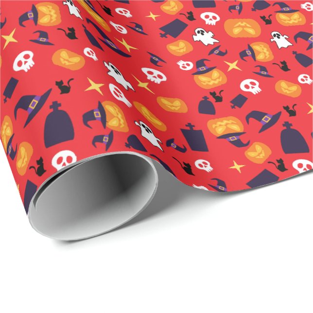 Halloween-Muster Geschenkpapier (Rolleneckpunkt)