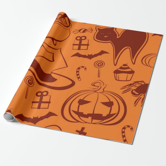 Halloween-Muster Geschenkpapier (Ungerollt)