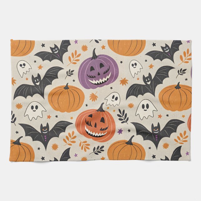 Halloween-Muster Geschirrtuch (Horizontal)