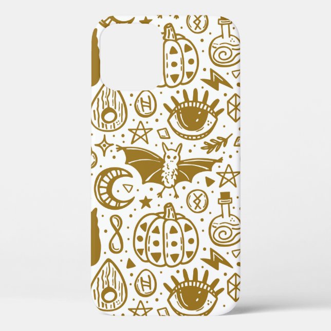 Halloween-Muster. Goldene Tinte Case-Mate iPhone Hülle (Rückseite)
