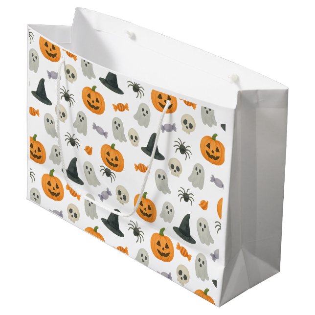 Halloween-Muster Große Geschenktüte (Vorderseite Schrägansicht)