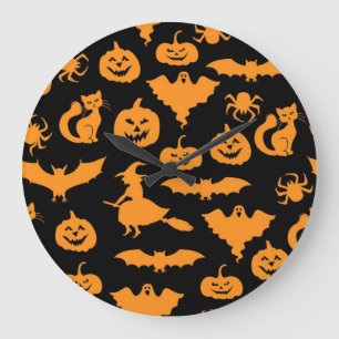 Halloween-Muster Große Wanduhr