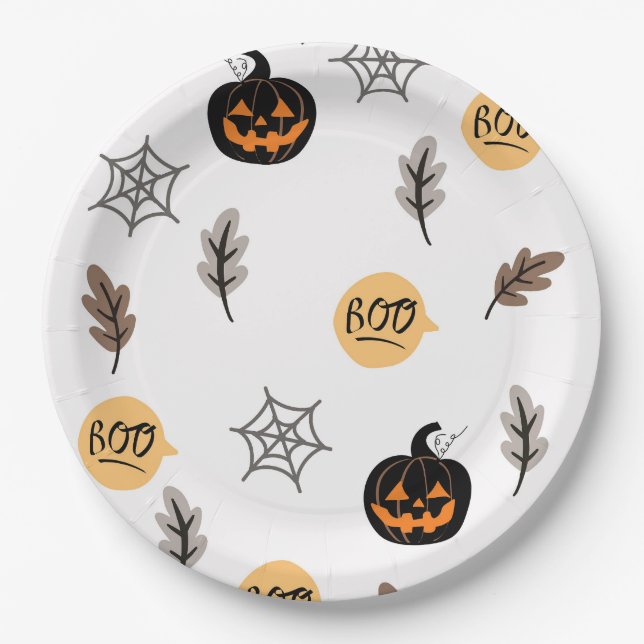 Halloween-Muster Hintergrund  Pappteller (Vorderseite)