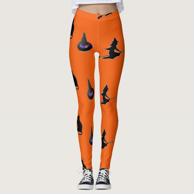 Halloween-Muster in Orange Leggings (Vorderseite)