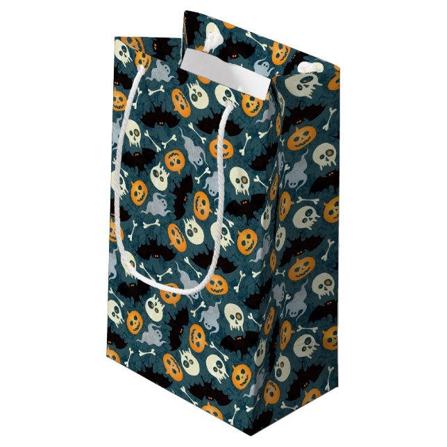 Halloween-Muster Kleine Geschenktüte (Rückseite Schrägansicht)