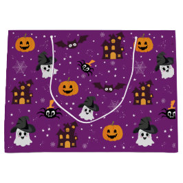 Halloween-Muster lila Große Geschenktüte