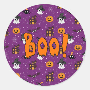 Halloween-Muster lila Runder Aufkleber