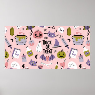 Halloween-Muster mit verschiedenen niedlichen Wage Poster