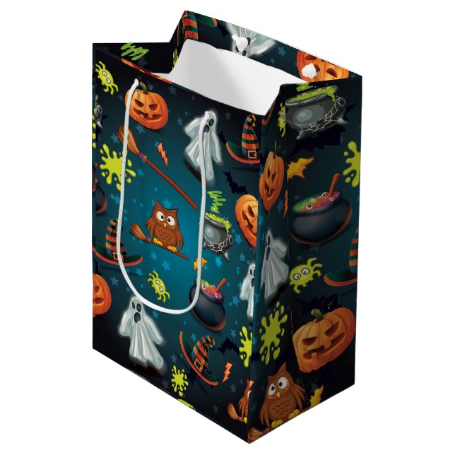 Halloween-Muster Mittlere Geschenktüte (Vorderseite Schrägansicht)