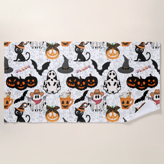 Halloween-Muster. Niedlich Strandtuch (Vorderseite)