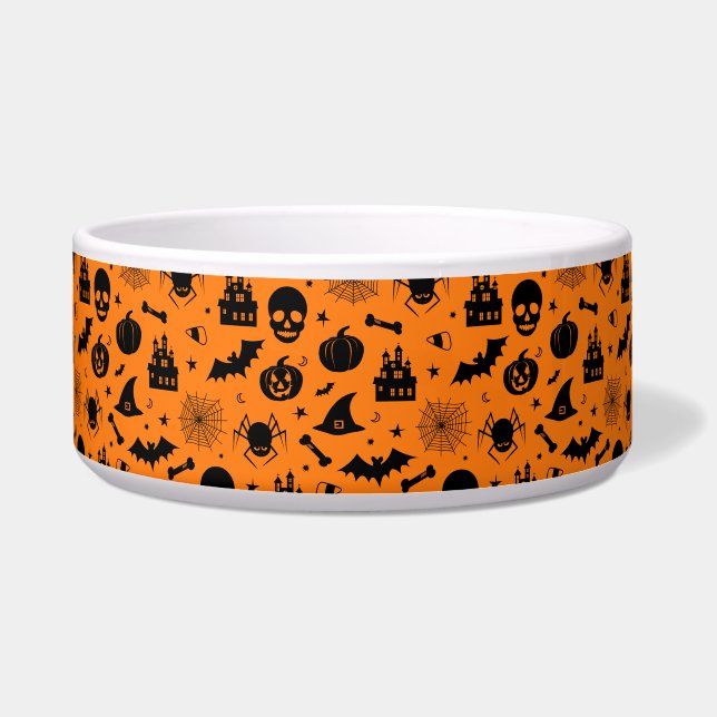 Halloween-Muster orange und schwarz Napf (Vorderseite)