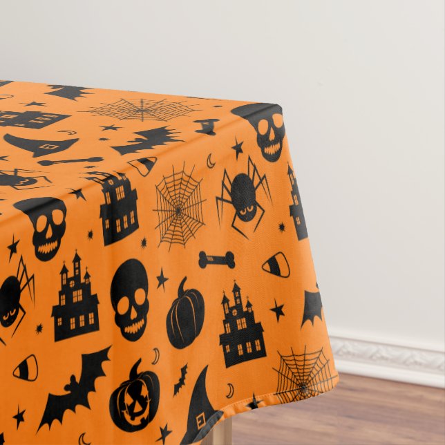 Halloween-Muster orange und schwarz Tischdecke (Beispiel)