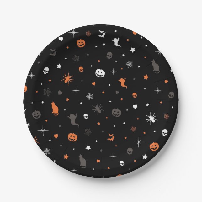 Halloween-Muster Pappteller (Vorderseite)