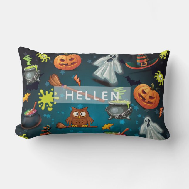 Halloween-Muster Personalisiert Lendenkissen (Vorderseite)