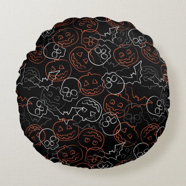 Halloween-Muster Rundes Kissen (Vorderseite)