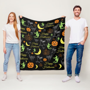Halloween-Muster Schwarz Fleecedecke