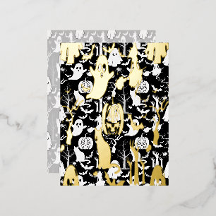 Halloween-Muster. Spooky und niedlich.b Black BG Folien Feiertagspostkarte