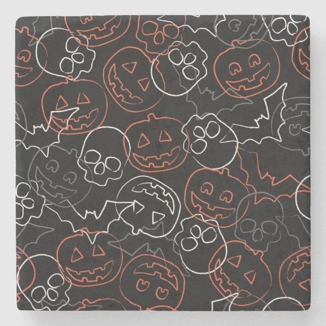 Halloween-Muster Steinuntersetzer (Vorderseite)