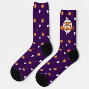 Halloween-Muster und -Botschaft Socken