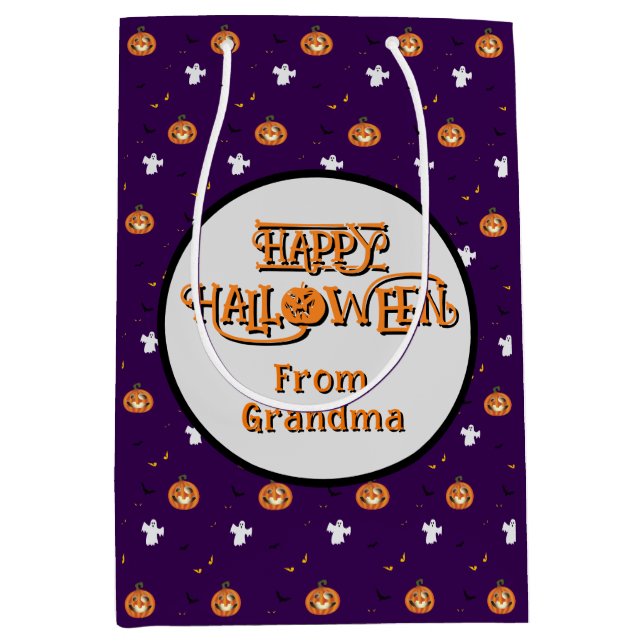 Halloween-Muster und sprichwörtliche Botschaft Mittlere Geschenktüte (Vorderseite)