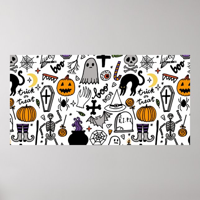 Halloween-Muster. Vintager Hintergrund Poster (Vorne)