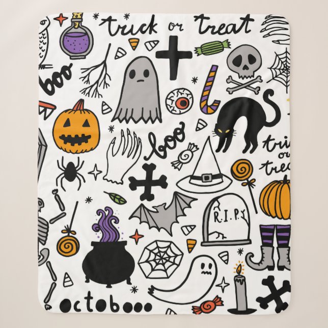 Halloween-Muster. Vintager Hintergrund Sherpadecke (Vorderseite)