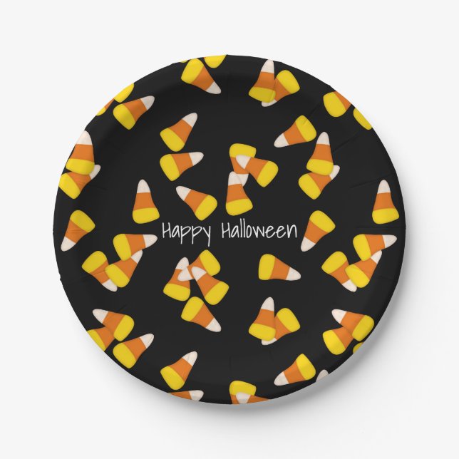 Halloween-Muster zufällige Maisstücke Pappteller (Vorderseite)
