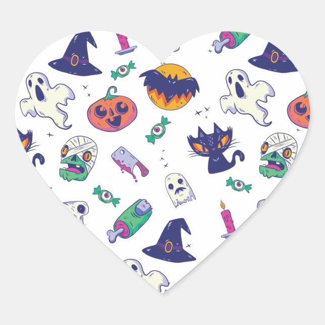 Halloween-Musterdekoration Herz-Aufkleber (Vorderseite)