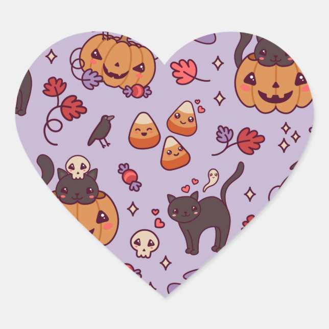 Halloween-Musterdekoration Kaffee Tasse Herzstil Herz-Aufkleber (Vorderseite)