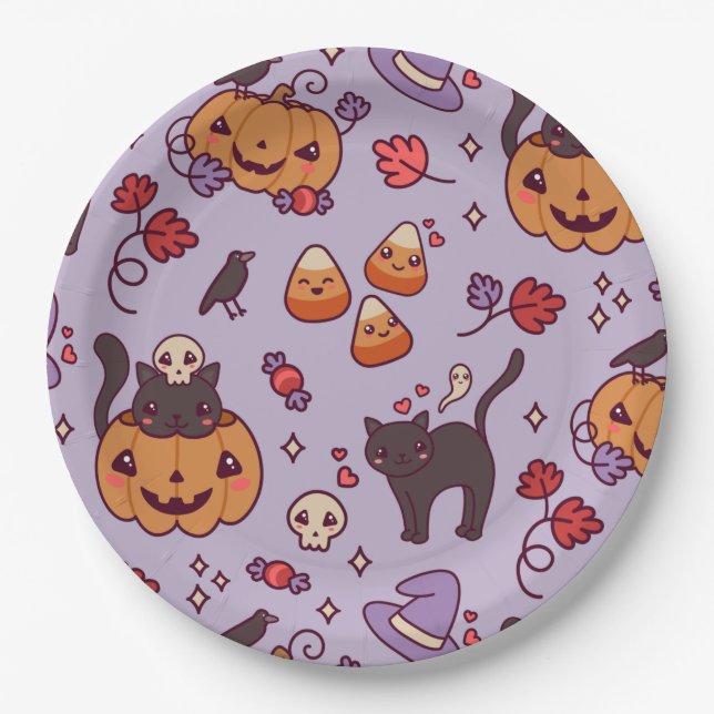 Halloween-Musterdekoration Kaffee-Tasse Pappteller (Vorderseite)