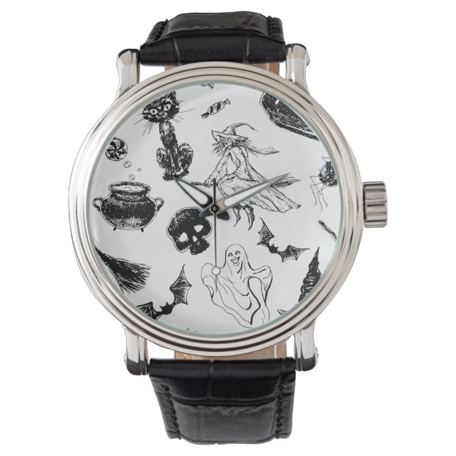 Halloween-Musterdesign Armbanduhr (Vorderseite)