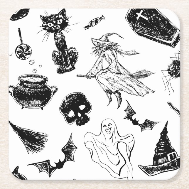 Halloween-Musterdesign Rechteckiger Pappuntersetzer (Vorderseite)