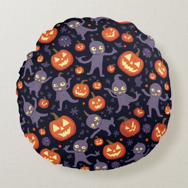 Halloween-Musterkissen Rundes Kissen (Vorderseite)