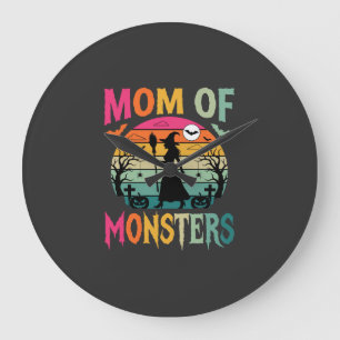 Halloween-Mutter der Monster Hexe Sonnenuntergang Große Wanduhr