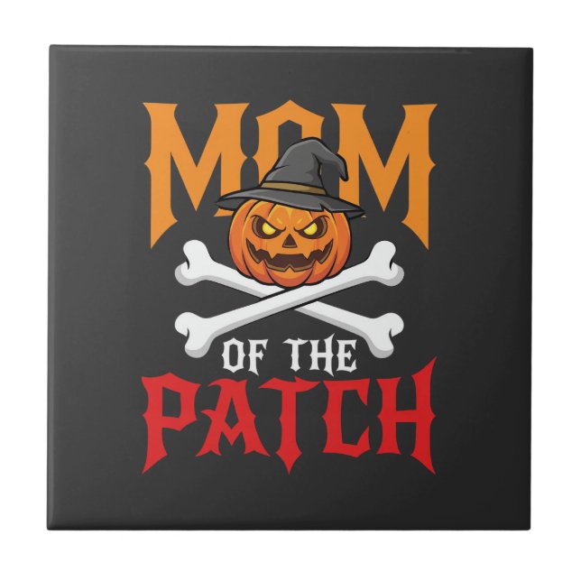 Halloween-Mutter des Patch-Kürbis-Hexe Fliese (Vorderseite)