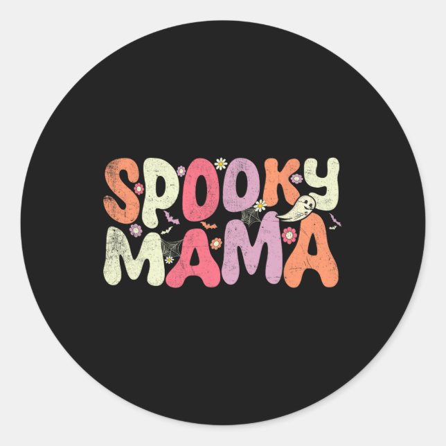 Halloween Mutter Familie Matching Spooky Mama Hall Runder Aufkleber (Vorderseite)