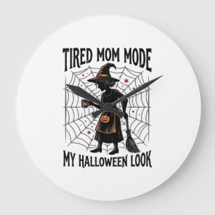 Halloween-Mutter-Shirt Müdes Kostüm Vintage Grafik Große Wanduhr