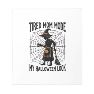 Halloween-Mutter-Shirt Müdes Kostüm Vintage Grafik Notizblock