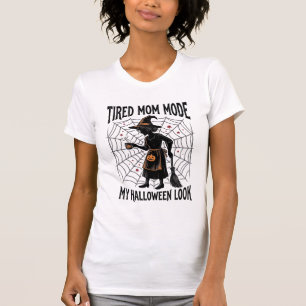 Halloween-Mutter-Shirt Müdes Kostüm Vintage Grafik T-Shirt