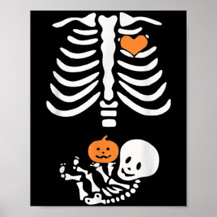 Halloween-Mutterschaft-Skelett-Baby-Herz-Schwanger Poster