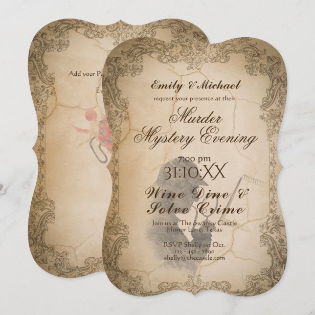 Halloween Mystery Party Vintage Kalligraphie Einladung (Vorne/Hinten)