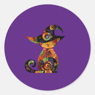Halloween/mystisch/Katze/Fall Runder Aufkleber