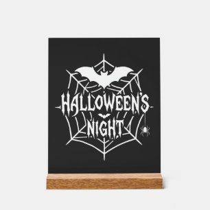 Halloween Nacht Fledermaus Spinnennetz Vektor Desi Acrylschild