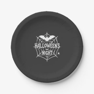 Halloween Nacht Fledermaus Spinnennetz Vektor Desi Pappteller