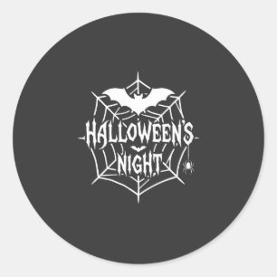 Halloween Nacht Fledermaus Spinnennetz Vektor Desi Runder Aufkleber